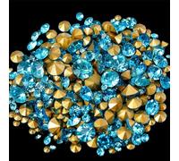 TGDGFKIAS Strass per Abiti, 400 Pezzi da 6 Grammi, Strass di Cristallo Multicolore di Diverse Dimensioni con Punta sul Retro, for lavori Fai da Te(Blue Lake)