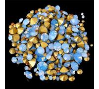 TGDGFKIAS Strass per Abiti, 400 Pezzi da 6 Grammi, Strass di Cristallo Multicolore di Diverse Dimensioni con Punta sul Retro, for lavori Fai da Te(Lt Blue Opal)