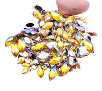 TGDGFKIAS Strass per Abiti, Nail Art con Strass acrilici Marquise Earth Facets, Multicolore, Diverse Misure(02 Gold AB,4x8mm 100pcs)