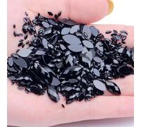 TGDGFKIAS Strass per Abiti, Perline Marquise con Retro Piatto in Acrilico, incollate su Strass, for Fai da Te, Multicolore, Diverse Misure(11 Black,5x10mm 100pcs)