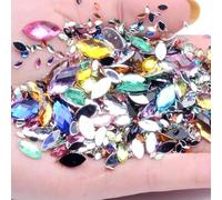 TGDGFKIAS Strass per Abiti, Perline Marquise con Retro Piatto in Acrilico, incollate su Strass, for Fai da Te, Multicolore, Diverse Misure(00 Mixed,5x10mm 100pcs)