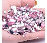 TGDGFKIAS Strass per Abiti, Perline Marquise con Retro Piatto in Acrilico, incollate su Strass, for Fai da Te, Multicolore, Diverse Misure(03 Light Pink,5x10mm 100pcs)