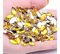 TGDGFKIAS Strass per Abiti, Perline Marquise con Retro Piatto in Acrilico, incollate su Strass, for Fai da Te, Multicolore, Diverse Misure(02 Gold,4x8mm 200pcs)