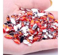 TGDGFKIAS Strass per Abiti, Perline Marquise con Retro Piatto in Acrilico, incollate su Strass, for Fai da Te, Multicolore, Diverse Misure(05 Red,5x10mm 100pcs)