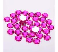 TGDGFKIAS Strass per Abiti, Perline Rotonde in Acrilico con Retro Piatto e Strass, 2 Fori, Multicolore, 8-15 mm, for lavori Fai da Te(Magenta,10mm 100pcs)
