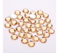 TGDGFKIAS Strass per Abiti, Perline Rotonde in Acrilico con Retro Piatto e Strass, 2 Fori, Multicolore, 8-15 mm, for lavori Fai da Te(Champagne,10mm 100pcs)