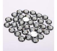 TGDGFKIAS Strass per Abiti, Perline Rotonde in Acrilico con Retro Piatto e Strass, 2 Fori, Multicolore, 8-15 mm, for lavori Fai da Te(Gris,10mm 100pcs)