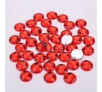 TGDGFKIAS Strass per Abiti, Perline Rotonde in Acrilico con Retro Piatto e Strass, 2 Fori, Multicolore, 8-15 mm, for lavori Fai da Te(Red,10mm 100pcs)