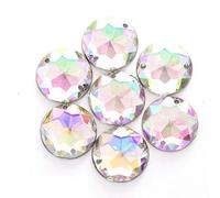 TGDGFKIAS Strass per Abiti, Strass da Cucire in Acrilico Glitterato Multicolore, Rotondi, smussati, for Abiti Fai da Te, 8-16 mm(Crystal AB,10mm 100pcs)