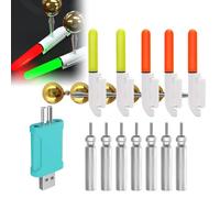 TGKYK 5 luci da pesca, indicatore di abboccato a LED, con caricatore e batteria, impermeabile, per pesca scambisti, pesca, allarme per la pesca notturna (rosso e verde)