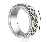 TGNEL Anello a fascia da uomo in tungsteno da 8 mm, anello a fascia per ansia, alla moda, stile cubano, comodo da indossare, misura 40-48, nero/oro/argento, Acciaio inossidabile, Nessuna pietra