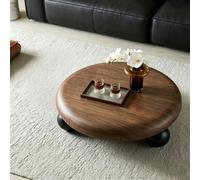 TgrGiEDenLO Tavolo basso rotondo design con cassetto ripostiglio nascosto e supporti sferici per appartamenti e ambienti domestici raffinati(A,Black Walnut Veneer)