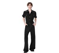 TGUVGRHH Costume da pilota, cosplay, costume da uomo, tuta dell'aeronautica militare, set con occhiali da sole e collana, per feste di Halloween e carnevale (nero, S)