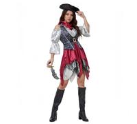 TGUVGRHH Costume da pirata da donna, monospalla, 5 pezzi, con cappello e sciarpa, costume di Halloween per donne adulte, per feste di carnevale (bianco, M)
