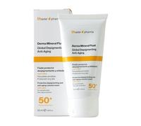 Thader Pharma - Crema solare minerale facciale con colore Derma Mineral Fluid con azione depigmentante e anti-invecchiamento, SPF 50+, 50 ml