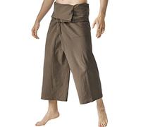 Thai Fisherman, pantaloni da uomo, comodi, comodi, pratici, tecnologia di avvolgimento, unisex, pantaloni da pescatore per uomo, vestibilità larga, pantaloni estivi in tinta unita, caffè, Taglia unica