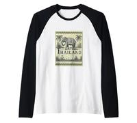 Thailand Vintage Inspired Antique Aesthetic Elephant Lover Maglia con Maniche Raglan