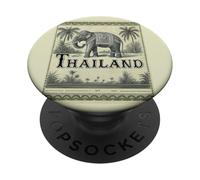 Thailand Vintage Inspired Antique Aesthetic Elephant Lover PopSockets PopGrip Adesivo