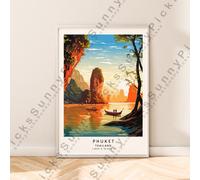 Thailandia da Viaggio Stampa Phuket Illustrazione Art Poster Parete Arredo Casa