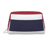 Thailandia Flag Leather Hand Held Zipper Makeup Bag Cute Make Up Case Large Wide Open Pouch Pen Case, bianco, Taglia unica