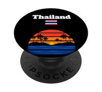 Thailandia spiaggia palme tramonto viaggio souvenir bandiera tailandese PopSockets PopGrip Adesivo