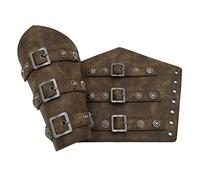 Thajaling cintura medievale in pelle con fibbia, bracciali in pelle pieno fiore fatto a mano, guardie da braccio retrò rinascimentale, accessorio per Halloween Cosplay costume per feste a tema