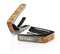 Thalia Capotasto per chitarra, serie Exotic (nuovo modello con 2 tastiere universali OctaveTouch), nero cromato, AAA Hawaiian Koa