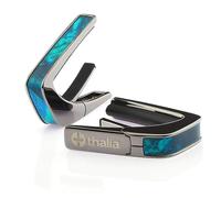 Thalia Capotasto per chitarra, serie Exotic (nuovo modello con 2 tastierini universali OctaveTouch), nero cromato, foglia di tè Angel Wing