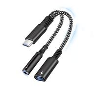 Thalire 2 in 1 Adattatore per Cuffie USB C e Ricarica, Jack da 3,5mm Type C Supporta PD 60W Ricarica Rapida & Audio, Adaptateur Casque pour Appareils USB-C, Câble AUX Hi-Res