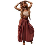 Thaluta - Maxi Gonna Boho da Donna con Tasche in Cotone Biologico Bohémien Hippie Gypsy, Ruggine, Taglia Unica