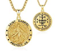 Thanches Collana con ciondolo a forma di arcangelo di San Gabriele | Medaglia in argento Sterling 925 con scritta "Protect us", regalo religioso cristiano per uomo/donna