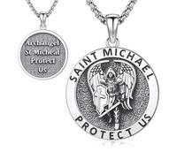 Thanches Collana con ciondolo a forma di Arcangelo San Michele, per uomo e donna, in argento Sterling 925, patrono del coraggio e della protezione