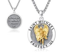 Thanches Collana con ciondolo a forma di Arcangelo San Michele, per uomo e donna, in argento Sterling 925, patrono del coraggio e della protezione