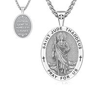Thanches Collana con medaglia di San Giuda Taddeo per uomo e donna, in argento Sterling 925, con ciondolo di protezione del santo patrono, amuleto, gioielli religiosi, regali