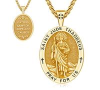 Thanches Collana con medaglia di San Giuda Taddeo per uomo e donna, in argento Sterling 925, con ciondolo di protezione del santo patrono, amuleto, gioielli religiosi, regali
