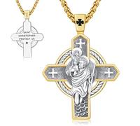 Thanches Collana con medaglietta a croce per uomo e donna, in argento Sterling 925, San Michele, San Giuda, Sant'Andrea, San Cristoforo, San Giuseppe, San Raffaello, San Sebastiano, Gesù crocifisso