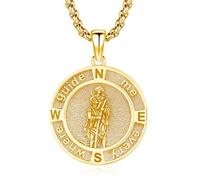 Thanches Collana con San Cristoforo, da uomo, in argento Sterling 925, per viaggiatori, patroni, San Cristoforo, medaglia, collana con ciondolo per donne, padre, fratello, amuleto, gioielli religiosi