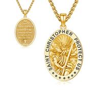Thanches Collana con San Cristoforo, da uomo, in argento Sterling 925, per viaggiatori, patroni, San Cristoforo, medaglia, collana con ciondolo per donne, padre, fratello, amuleto, gioielli religiosi