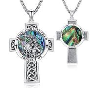 Thanches Collana con San Cristoforo, da uomo, in argento Sterling 925, per viaggiatori, patroni, San Cristoforo, medaglia, collana con ciondolo per donne, padre, fratello, amuleto, gioielli religiosi