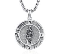 Thanches Collana con San Cristoforo, da uomo, in argento Sterling 925, per viaggiatori, patroni, San Cristoforo, medaglia, collana con ciondolo per donne, padre, fratello, amuleto, gioielli religiosi