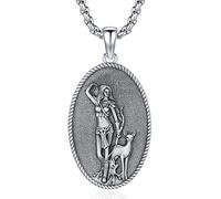 Thanches Collana in argento S925 Artemide con medaglione con luna greca | Sollievo 3D, totem di cervo, ciondolo in argento Sterling, empowerment femminile, regalo per donne/mogli, ipoallergenico