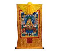 thangka buddista, arte pittorica thangka tibetana, Broccato buddista Thangka tibetano Padmasambhava fatto a mano for la meditazione Zen Home Decor(Gold,Medium)