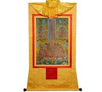 Thangka buddista tibetano da parete, Broccato buddista vintage Thangka tibetano fatto a mano for la meditazione Zen Home Decor(Gold,Medium)