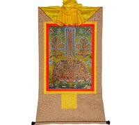 Thangka buddista tibetano da parete, Broccato buddista vintage Thangka tibetano fatto a mano for la meditazione Zen Home Decor(Bruin,Medium)