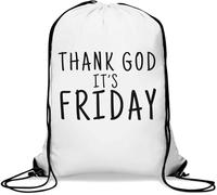 Thank God It's Friday - Sacca da palestra casual, con coulisse, colore: bianco