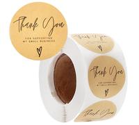 Thank You Business Stickers Roll | 1.5" Inch Roll 500 Kraft Stickers | Kraft Label Stickers " Thank You for Supporting My Small Business " | Small Business Owner Label Tags