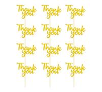Thank You Cake Topper, Gratitude Dessert Decoration, 3.03x2.09 Inch Usage & Versatile Occasions, Appreciation Supplies 12 Piece for Teacher Friendsgiving Gatherings Party Events Celebrations