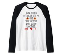 Thank You for Putting Up with My Shit Work Funny Coworker Maglia con Maniche Raglan