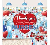 Thank You Nurses Sfondo Happy Nurses W anner 20 x 1,8 m Blu Glitter Infermieristica Laurea Fotografia Sfondo i 2024 RN Scuola di Medicina Laureato Prom Party Decorazione Puntelli Foto