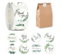 Thank You Sticker, 500 adesivi con ringraziamento, 3,8 cm, adesivi rotondi con ringraziamento, autoadesivi, in stile floreale, per matrimoni, regali, buste per lavori di bricolage